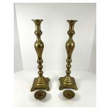Pair of Large Brass Vintage Candlestick Holders