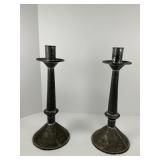Pair of Vintage Mexican Folk Art Tin Candle Sticks