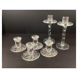 Six Crystal Candlestick Holders