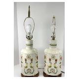 Pair of Vintage Decorated Ceramic Table Lamps