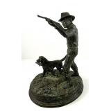 Bronze Sculpture of a Hunter with Dog
