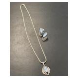 Sterling Moonstone Necklace and Earrings