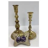 TB Potts Pottery Pansy Pillow and Candlesticks