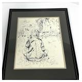 Signed Framed Vintage Pen and Ink Sketch
