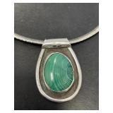 Sterling Necklace with Malachite Pendant