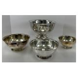 Four Silver Plate Serving Bowls
