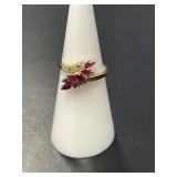 14 KT Ruby and Diamond Ring