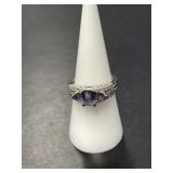 10 KT WG Amethyst and Diamond Ring