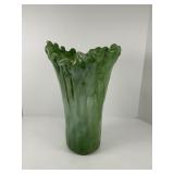 Large Green Vintage ltalian Murano Style Vase