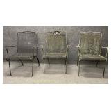 Three Wrought Iron Outdoor Chairs