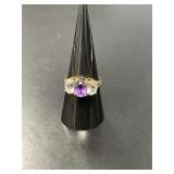 14 KT Amethyst and White Sapphire Ring
