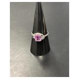 Vintage 10 KT WG Pink and White Sapphire Ring