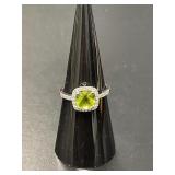 14 KT WG Peridot and Diamond Ring