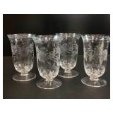 Crystal Etched Water Glasses
