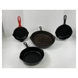 Four Cast Iron Skillets, Different Sizes