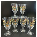 Set of Six Rooster Themed Glasses
