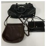 Two Coach Handbags and Black Leather Bag