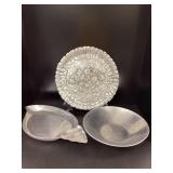 Three Pewter and  Aluminum Serving Dishes