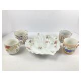 Ornate Mugs and Serving Dish