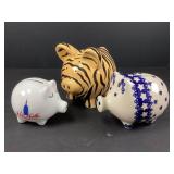 Three Ceramic Piggy Banks