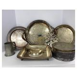 Silver Plate Trays, Pewter Mug