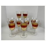 Nine Piece Vietri Radiant Red/Gold Wine Glasses