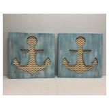 Pair of Wooden Nautical Themed Wall Plaques