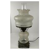 Antique Clear Glass White Frost Roses Floral