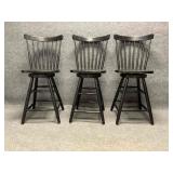 Three Black Bar Stools