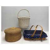Collection of Three Wicker and Rattan Baskets