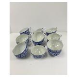 Lot of Seventeen Blue and White Cups