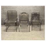Three Metal Deck Chairs