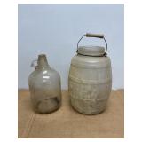 Two Vintage Clear Glass Containers