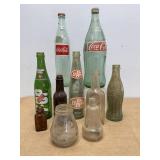 Ten Vintage Glass Bottles