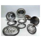 Collection of Nine Pieces of Silver Plate Trays