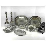 Nine Pieces Silver Plate Serving Ware