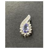 10 KT WG Tanzanite and Diamond Pendant