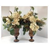 Faux Flowers in Metal Urns
