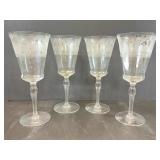 Four Glastonbury Crystal Water Goblets