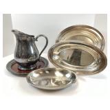 Silver Plate Trays and Pitcher