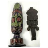 Two Vintage Wood Hand-Carved Tribal Masks