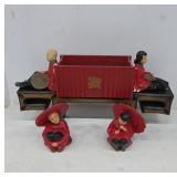 Asian Figurine Display Set with Stand