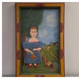 Folk Art Painting in Hand-Painted Frame