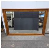 Wood-Framed Mirror With Rectangular Design