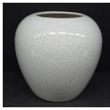 White Glazed Ceramic Vase With Crackle Finish