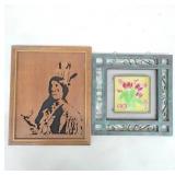 Wooden Cutout and Metal-Framed Tile Art