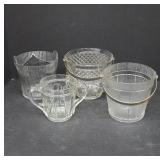 Various Glass Ice Buckets With Brass Handles