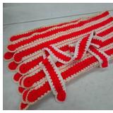 Crocheted Red and White Striped Textile