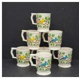 Hand-Painted Ceramic Bird Motif Mugs