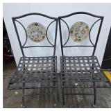 Metal Foldable Chairs with Mosaic Backs